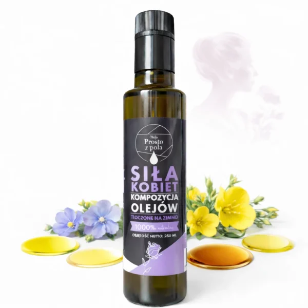 Olej dla kobiet tłoczony na zimno w szklanej butelce 250 ml