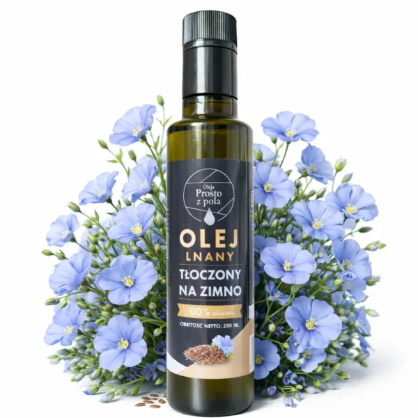 Naturalny olej lniany Oleje Prosto z Pola zimnotłoczony – bogaty w omega-3